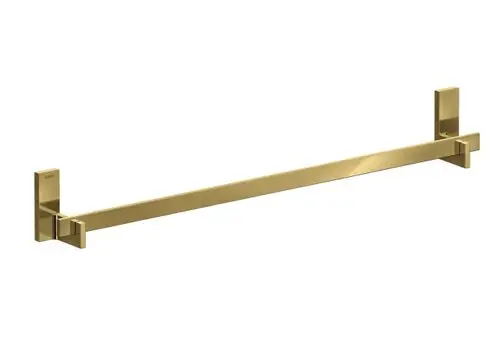 Badetuchhalter in glänzendem Gold mit rechteckigem Design, montiert an Wänden, von der Marke AXOR, ohne sichtbare Tücher oder Zubehör.